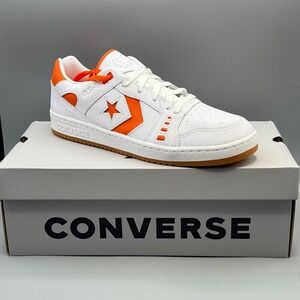Converse Men's 10.5 Sneakers White Leather Skate AS-1 Pro Low Orange A08130C